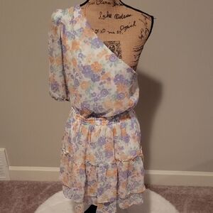Wayf Ivory Floral Dress with Pastel Hues